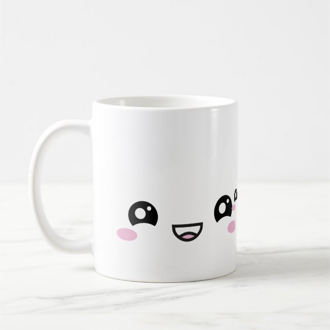 Kawaii Anime Faces Mug – Cute & Expressive Charact Kaffemugg (Vänster)