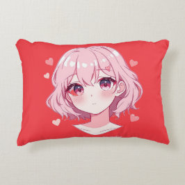 Kawaii Anime Flicka Valentinskåpa Prydnadskudde