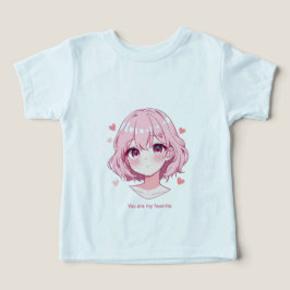 Kawaii Anime Flicka Valentinskåpa T Shirt