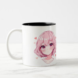 Kawaii Anime Flicka Valentinskåpa Två-Tonad Mugg