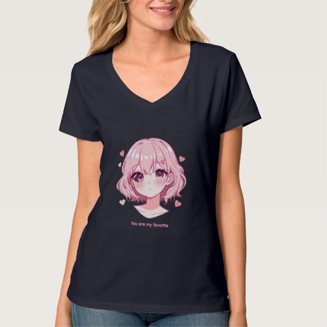Kawaii Anime Flickvalströja T Shirt (Framsida)