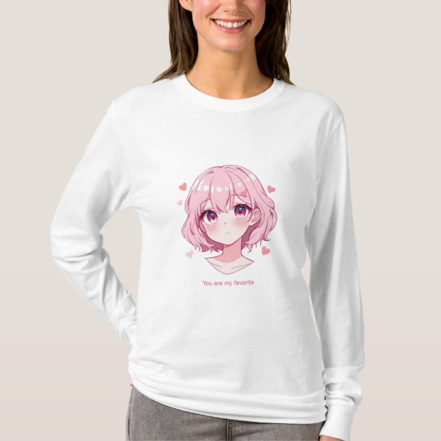 Kawaii Anime Flickvalströja T Shirt (Framsida)