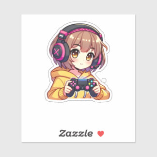 Kawaii Anime Gamer Girl Klistermärken