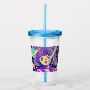 Kawaii Anime Girl Acrylic Tumbler Take Away Mugg
