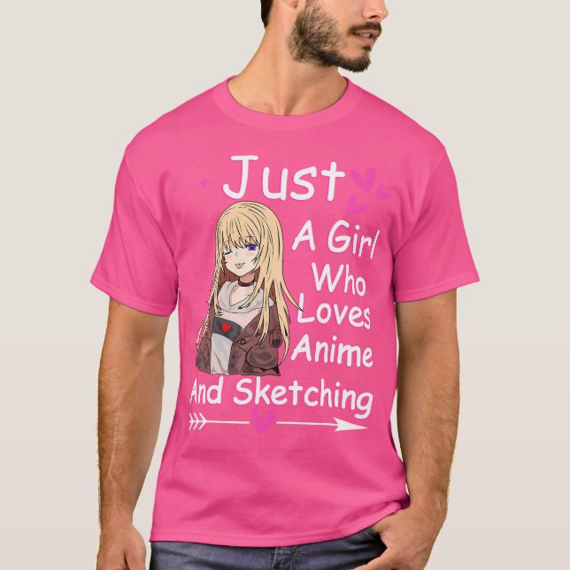 Kawaii Anime Girl är bara en flicka som Kärlek Ani T Shirt (Framsida)