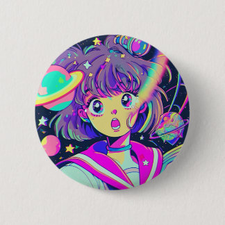 Kawaii Anime Girl Button Knapp