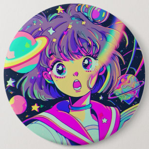 Kawaii Anime Girl Button Knapp