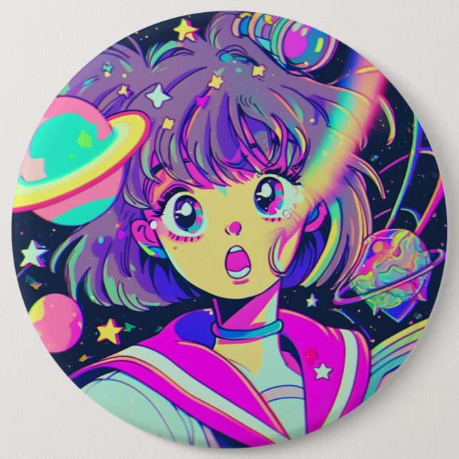 Kawaii Anime Girl Button Knapp (Framsida)