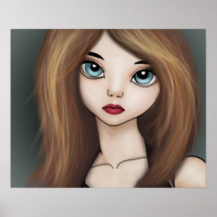 Kawaii Anime Girl Doll Manga Japanska Poster Skriv