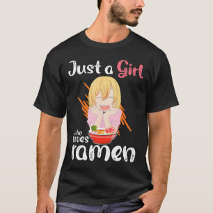 Kawaii Anime Girl Eating Ramen Japansk Noodle Ani T Shirt