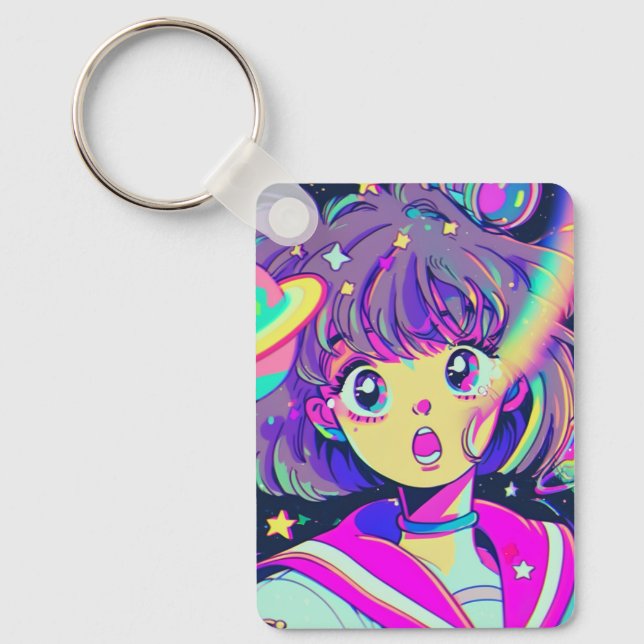 Kawaii Anime Girl Keychain Nyckelring (Framsida)