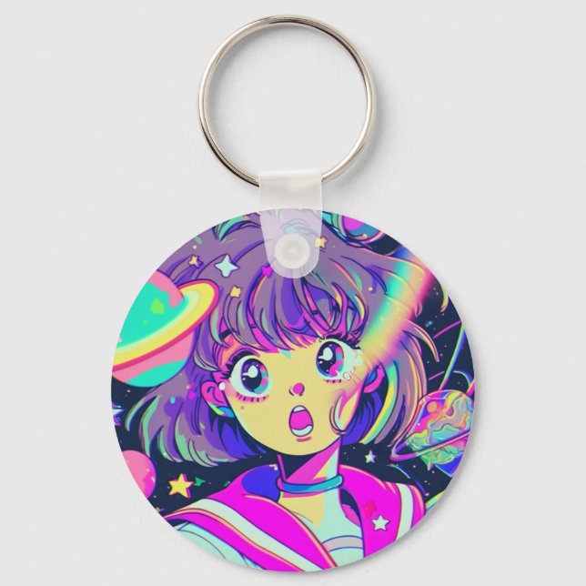 Kawaii Anime Girl Keychain Nyckelring (Framsida)