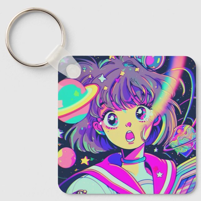 Kawaii Anime Girl Keychain Nyckelring (Framsida)