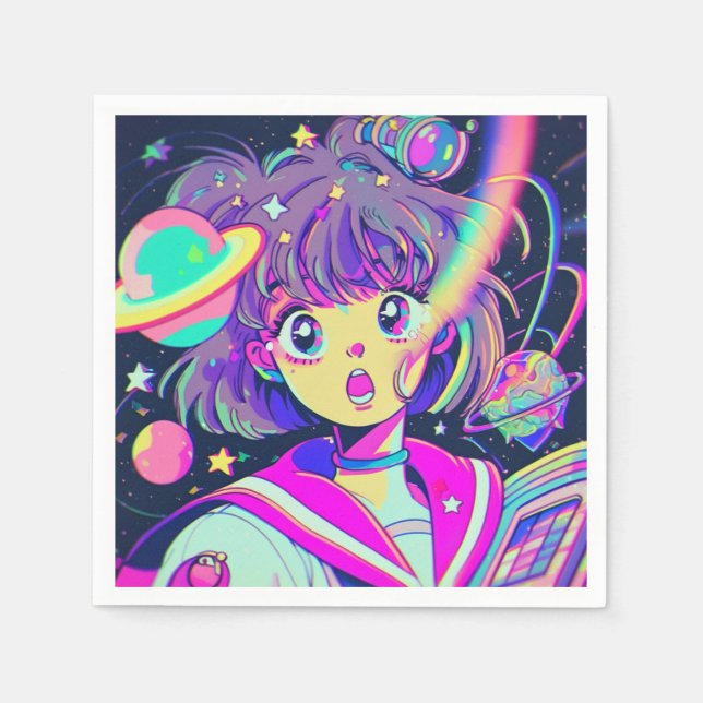 Kawaii Anime Girl Napkins Pappersservett (Framsidan)
