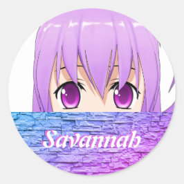 Kawaii Anime Girl Söt söt rosa namn Runt Klistermärke
