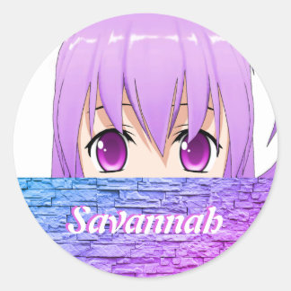 Kawaii Anime Girl Söt söt rosa namn Runt Klistermärke