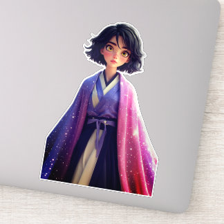 Kawaii Anime Girl Sticker | Cute Galaxy Aesthetic  Klistermärken