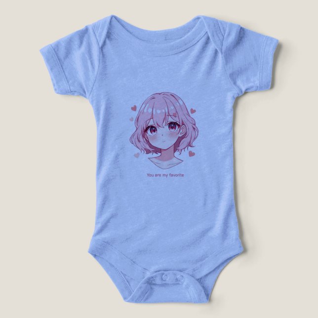 Kawaii Anime Girl Valentine Sweatshirt T Shirt (Design Framsida)