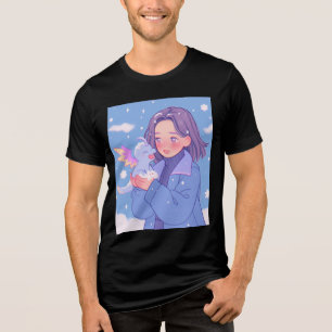 Kawaii Anime Girl with Baby Dragon in Winter Snö T Shirt