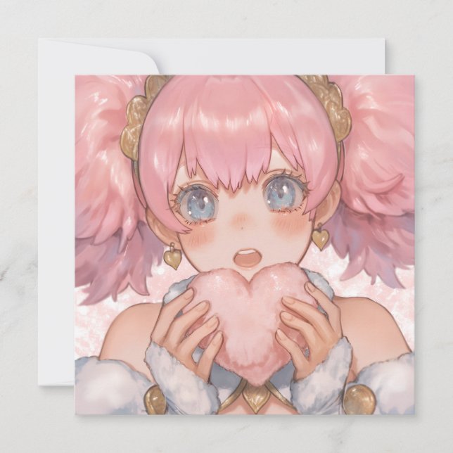 Kawaii Anime Girl with Heart Inbjudningar (Framsida)