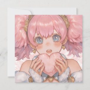 Kawaii Anime Girl with Heart Inbjudningar