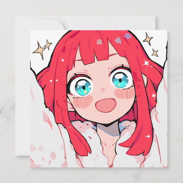 Kawaii Anime Girl with Sparkling Ögon Inbjudningar (Framsida)