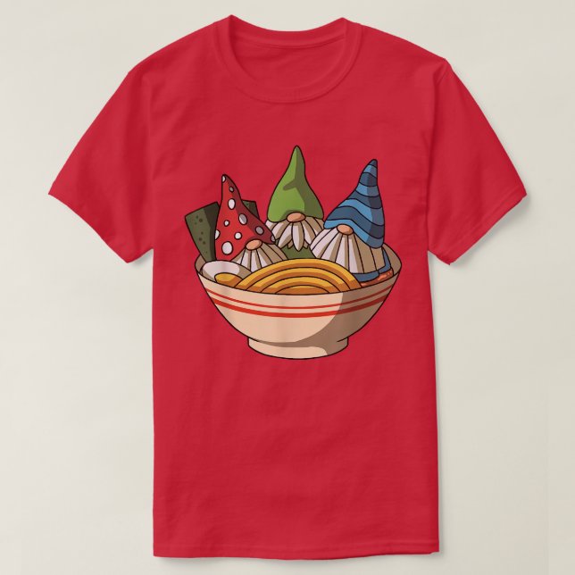 Kawaii Anime Gnomes Asian Noodles Japanska Ramen T Shirt (Design framsida)