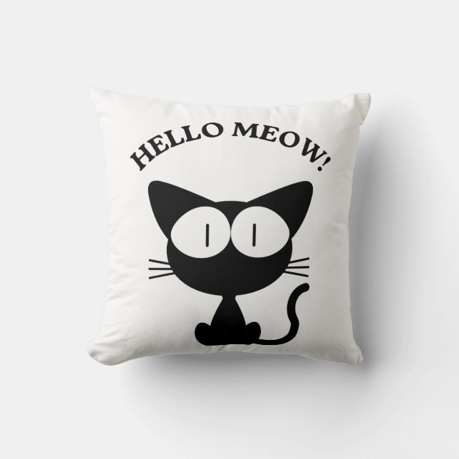 Kawaii Anime Katt HELLO MEOW Kastkudde Kudde (Framsida)