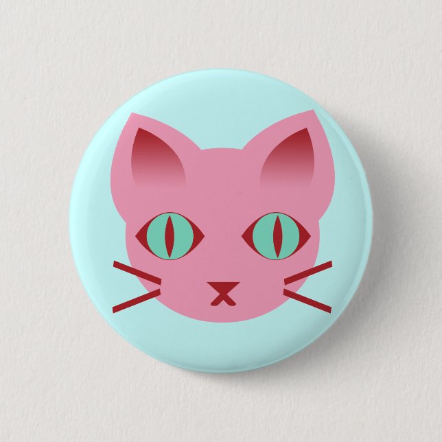 Kawaii Anime Kattunge Rosa Teal Red Knapp (Framsida)