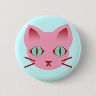 Kawaii Anime Kattunge Rosa Teal Red Knapp