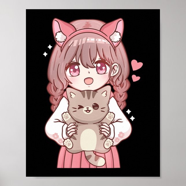 Kawaii Anime Kawaii Cat Lover Otaku Poster (Framsidan)
