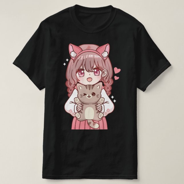 Kawaii Anime Kawaii Cat Lover Otaku T Shirt (Design framsida)