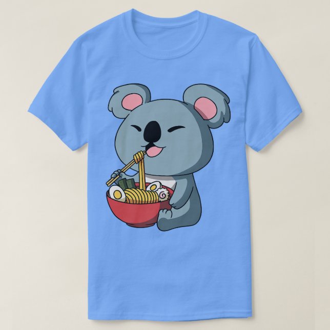 Kawaii Anime Koala Bear Asian Noodles Japansk Ram T Shirt (Design framsida)
