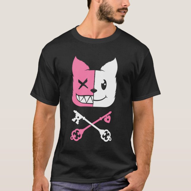 Kawaii Anime Neko Girl Yandere Menhera Chan Pastel T Shirt (Framsida)