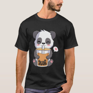 Kawaii Anime Panda Drinking Boba Bubble Tea T Shirt