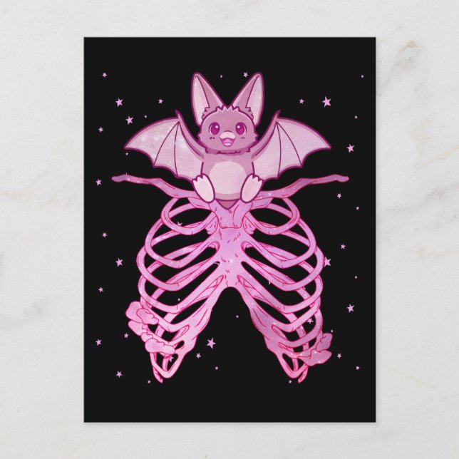Kawaii Anime Pastel Goth Fladdermus Vykort (Framsida)