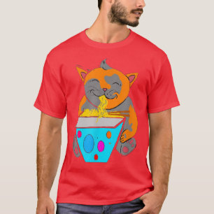 Kawaii Anime Ramen Kattunge japansk noodles T Shirt