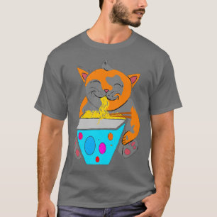 Kawaii Anime Ramen Kattunge japansk noodles T Shirt