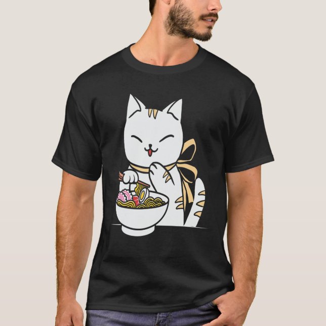 Kawaii Anime Shiba-Inu-Eating-Ramen T Shirt (Framsida)