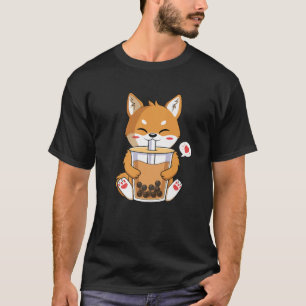 Kawaii Anime Shiba Inu Hund Drinking Boba Bubble T Shirt