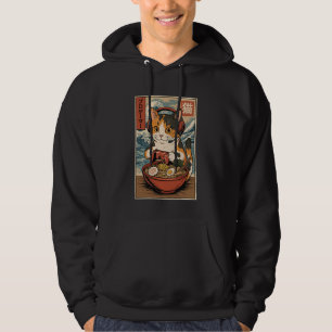 Kawaii Anime Spelarkatt Ramen Retro Japanskt Spela Hoodie
