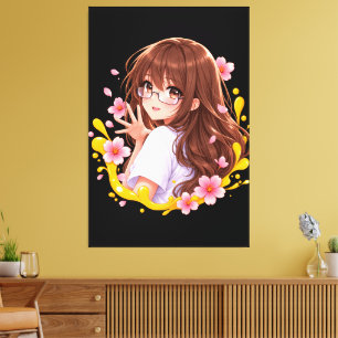 Kawaii Anime Tjej Sakura Körsbärsblomma Canvas Väg