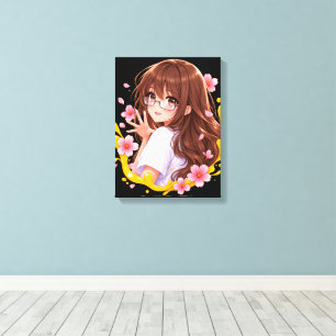 Kawaii Anime Tjej Sakura Körsbärsblomma Canvas Väg