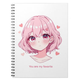 Kawaii Anime Tjej Valentinskåpa Anteckningsbok