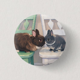 Kawaii Anime Two Bunnies Button Knapp