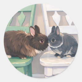 Kawaii Anime Two Bunnies Stickers Runt Klistermärke