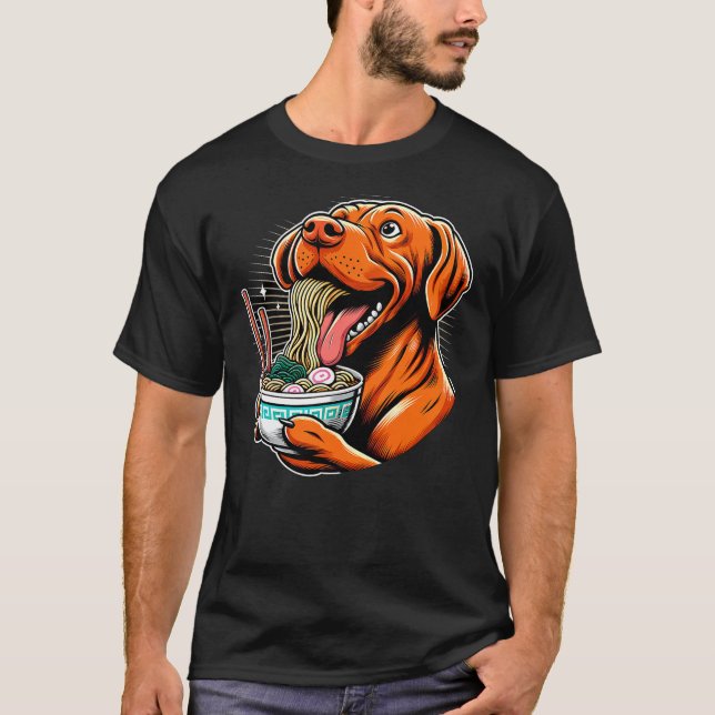 Kawaii Anime Vizsla Dog Ramen T Shirt (Framsida)