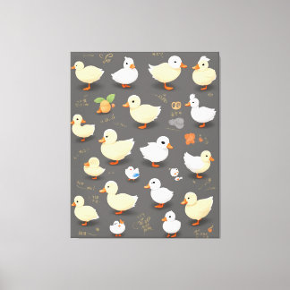 Kawaii Anka: Många vektordesign Canvastryck