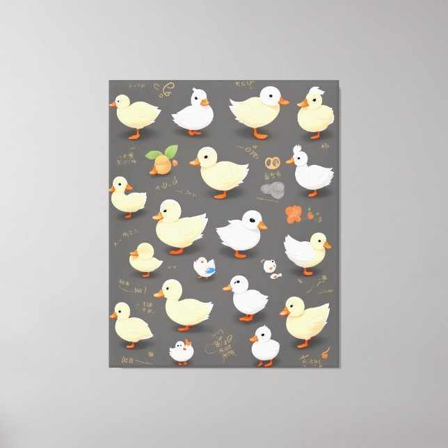 Kawaii Anka: Många vektordesign Canvastryck (Framsida)