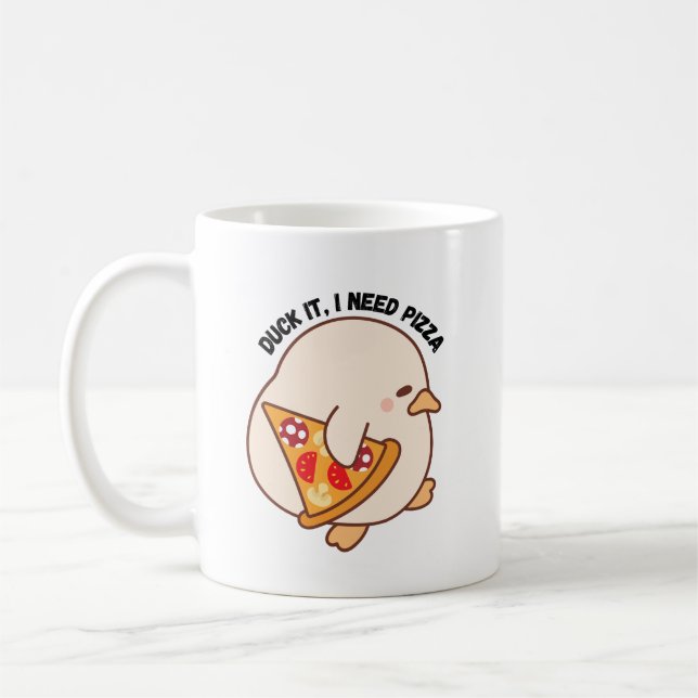 Kawaii Anka Pizza Älskare Kaffemugg (Vänster)